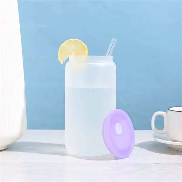 16oz Clear Drinking Glasses Mason Jars with Lid and Straw