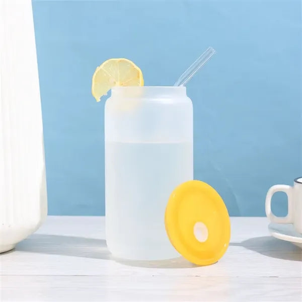 16oz Clear Drinking Glasses Mason Jars with Lid and Straw