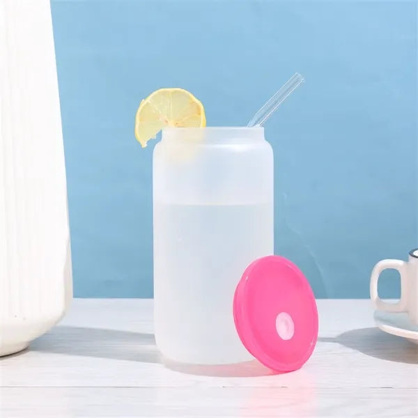 16oz Clear Drinking Glasses Mason Jars with Lid and Straw