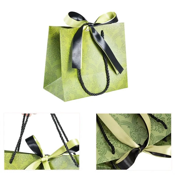 Portable Gift Paper Bag With Ribbon