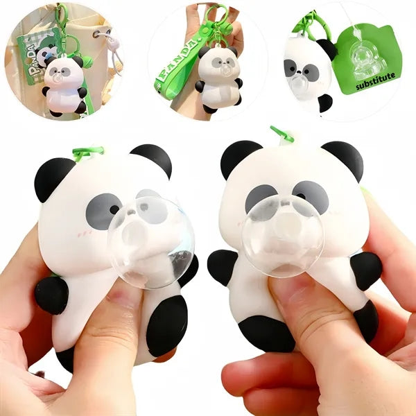 Silicone Bubble-Blowing Panda Keychain Free Shipping
