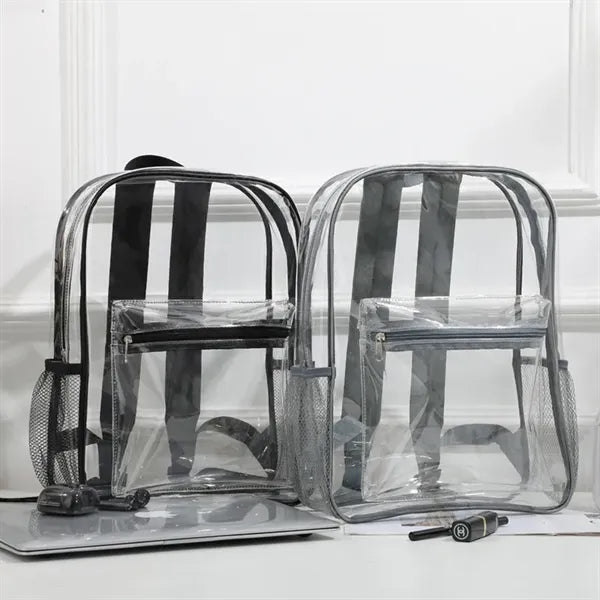 PVC Clear Backpack with Side Pockets Heavy Duty