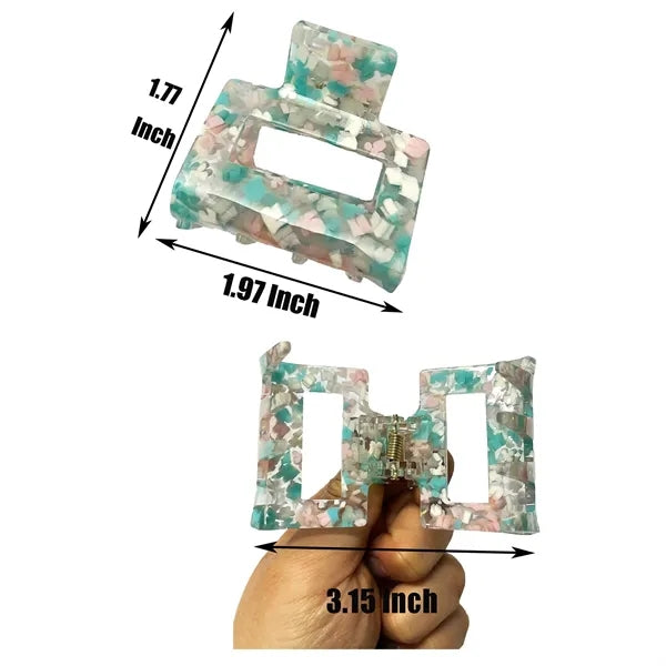 New Sweet Floral 1.97Inch Small Square Acetate Hair Clip