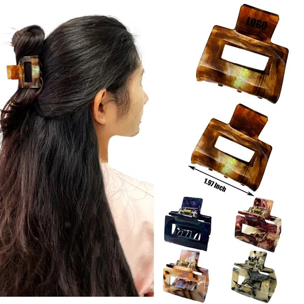 Retro Dark Color 1.97Inch Small Square Acetate Hair Clip