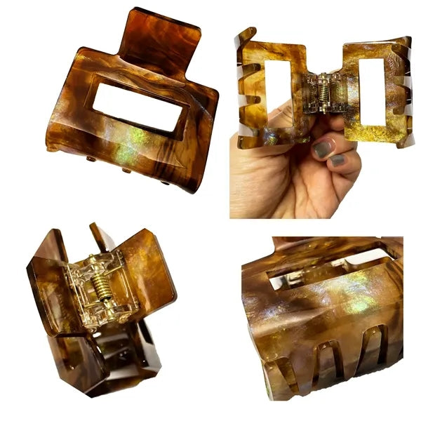 Retro Dark Color 1.97Inch Small Square Acetate Hair Clip