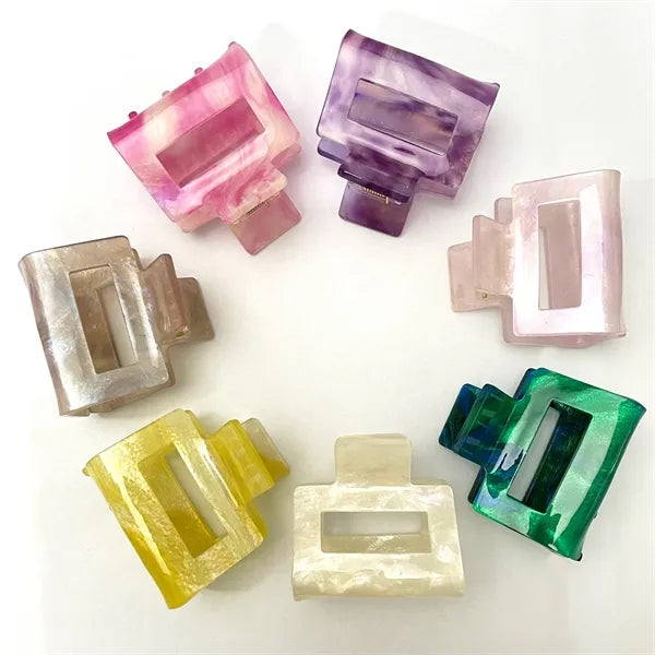 Summer Colorful 1.97Inch Small Square Acetate Hair Clip