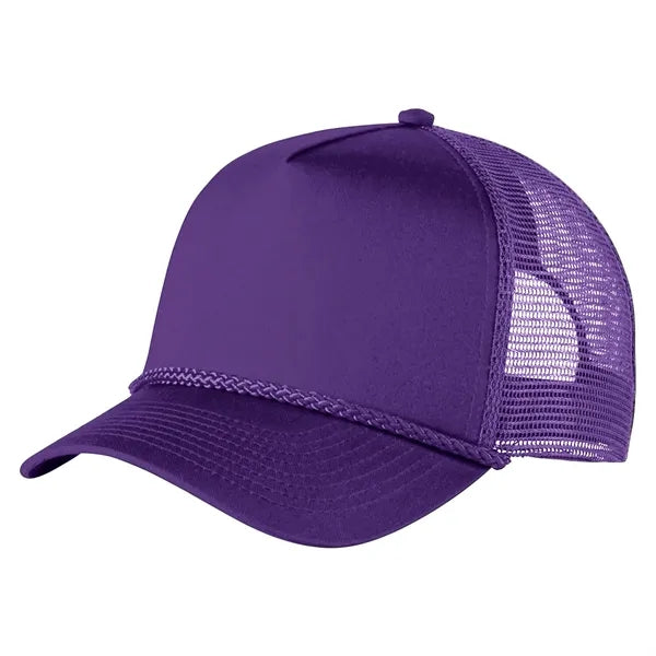 5-Panel Structured Trucker Hat - Curved Bill & Rope Detail