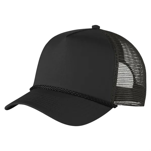 5-Panel Structured Trucker Hat - Curved Bill & Rope Detail