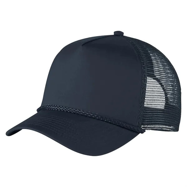 5-Panel Structured Trucker Hat - Curved Bill & Rope Detail
