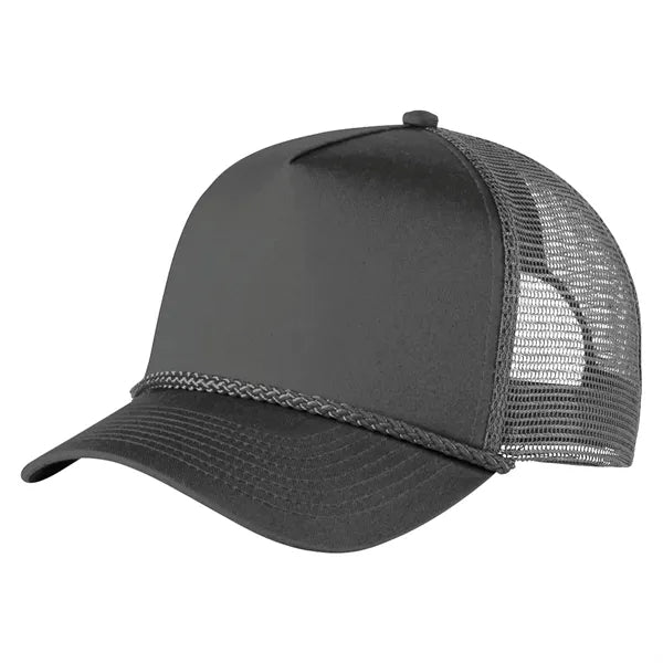 5-Panel Structured Trucker Hat - Curved Bill & Rope Detail