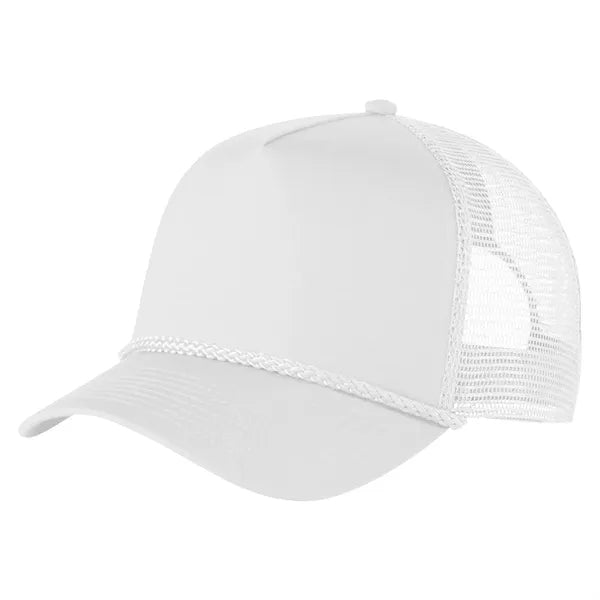 5-Panel Structured Trucker Hat - Curved Bill & Rope Detail