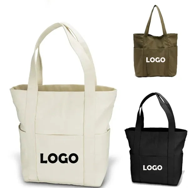 Fashionable Large Capacity Canvas Tote Bag With Multi Pocket