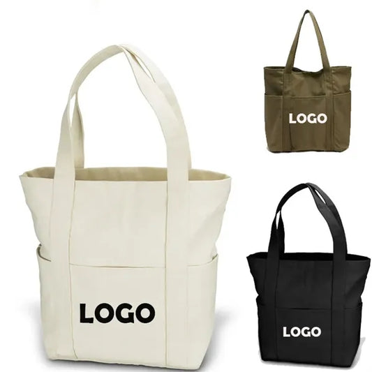 Fashionable Large Capacity Canvas Tote Bag With Multi Pocket
