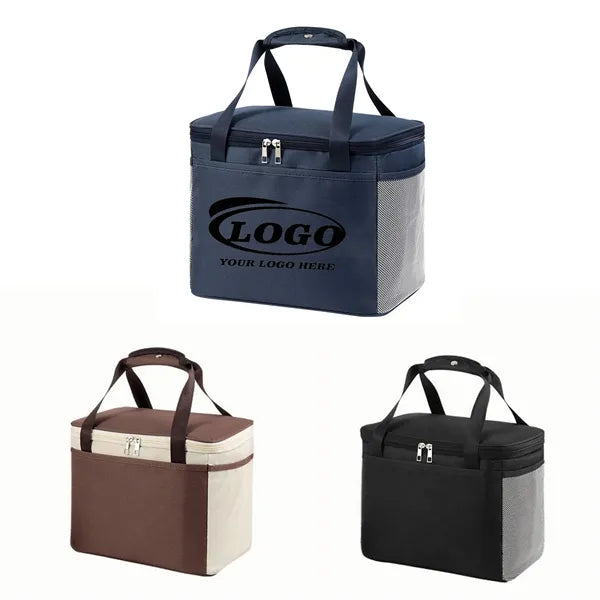Thermal-Insulated Oxford Fabric Lunch Tote Bag w/ Handles