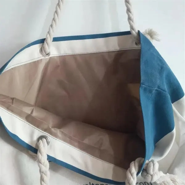 Zippered 10oz Cotton Canvas Rope Tote Bag
