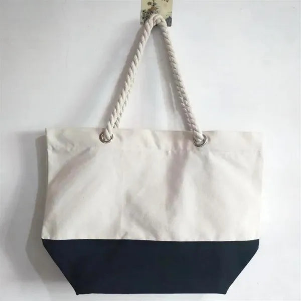 Zippered 10oz Cotton Canvas Rope Tote Bag