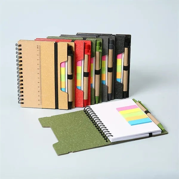 4.65" x 5.79" Spiral Notebook with Sticky Notes and Pen