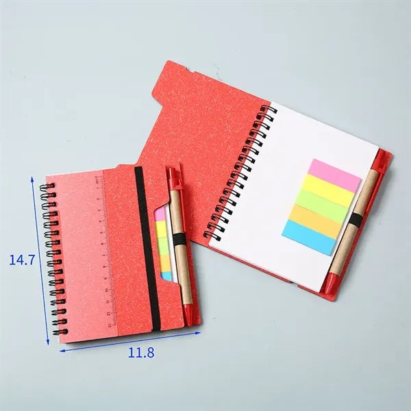 4.65" x 5.79" Spiral Notebook with Sticky Notes and Pen