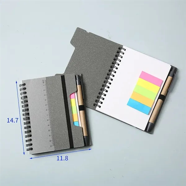 4.65" x 5.79" Spiral Notebook with Sticky Notes and Pen