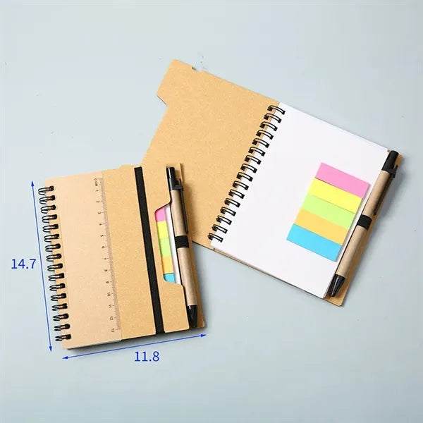 4.65" x 5.79" Spiral Notebook with Sticky Notes and Pen