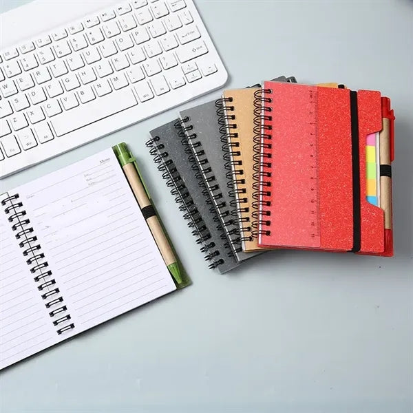 4.65" x 5.79" Spiral Notebook with Sticky Notes and Pen