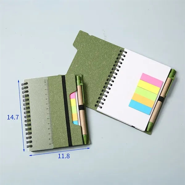 4.65" x 5.79" Spiral Notebook with Sticky Notes and Pen