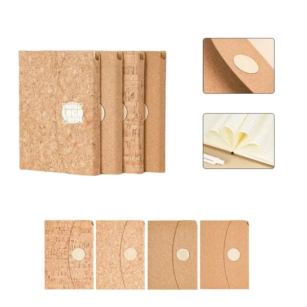 A5 Cork Bamboo Eco Notebook With Tri-Fold Cover 80 Sheets