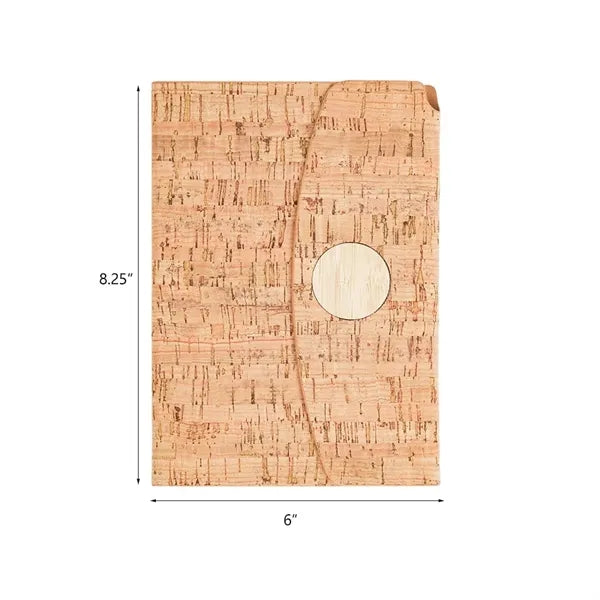A5 Cork Bamboo Eco Notebook With Tri-Fold Cover 80 Sheets