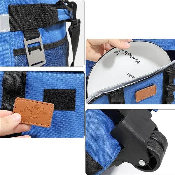 Insulated Wheeled Rolling Cooler Bag for Camping and Picnics