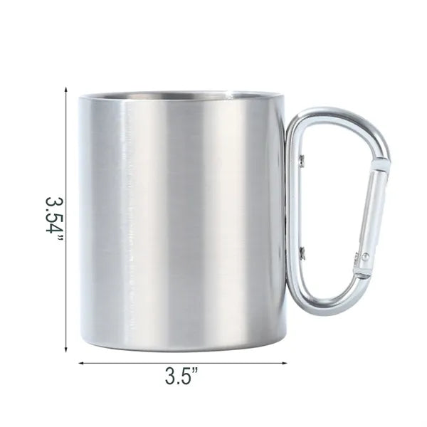9.5OZ Dual-Layer Stainless Steel Mug w/ Carabiner Handle