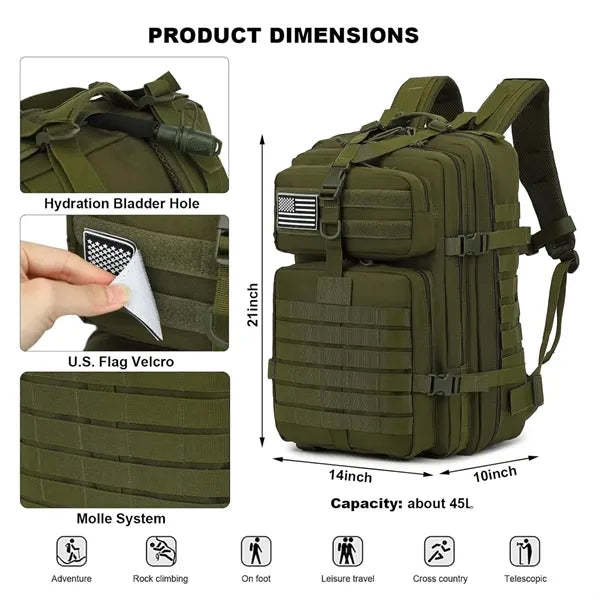 Waterproof Nylon Breathable Large Capacity Outdoor Backpack