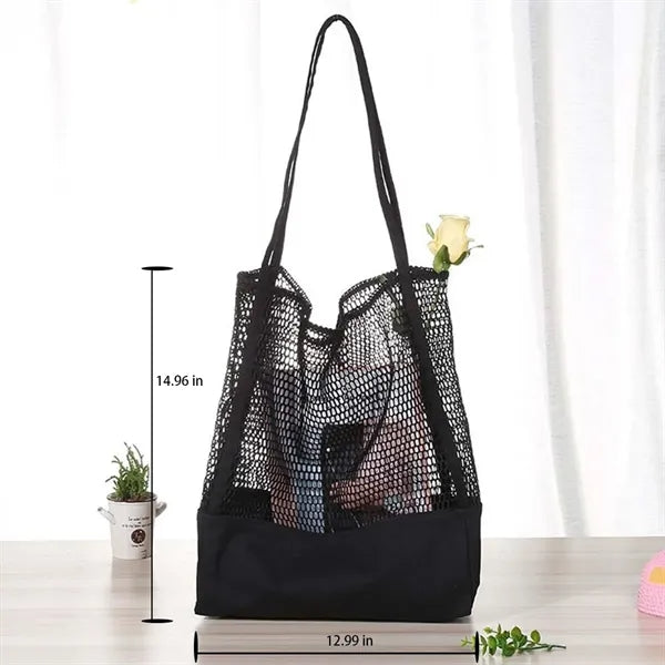 Mesh Multifunctional Breathable Beach Shoulder Canvas Bag