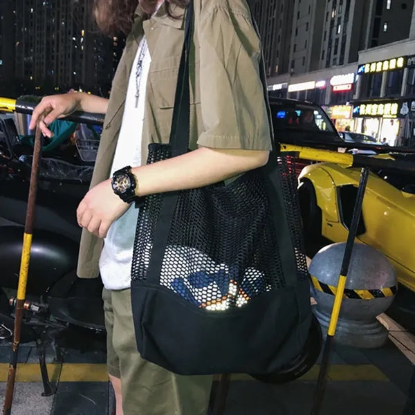 Mesh Multifunctional Breathable Beach Shoulder Canvas Bag