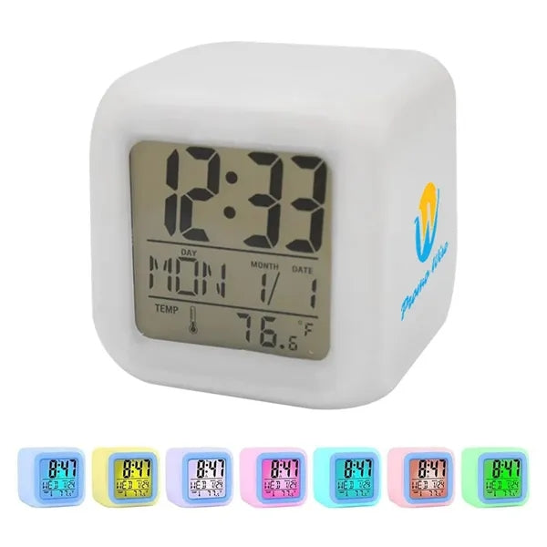 Mini Portable Colorful LED Square Alarm Clock
