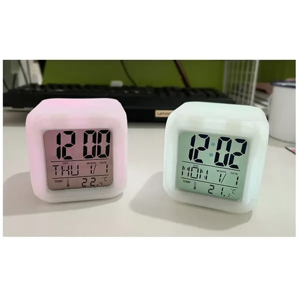 Mini Portable Colorful LED Square Alarm Clock