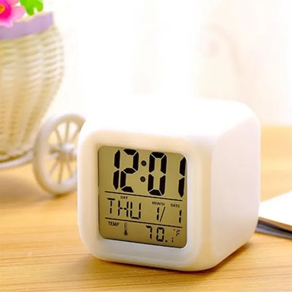 Mini Portable Colorful LED Square Alarm Clock