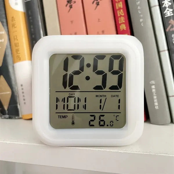 Mini Portable Colorful LED Square Alarm Clock