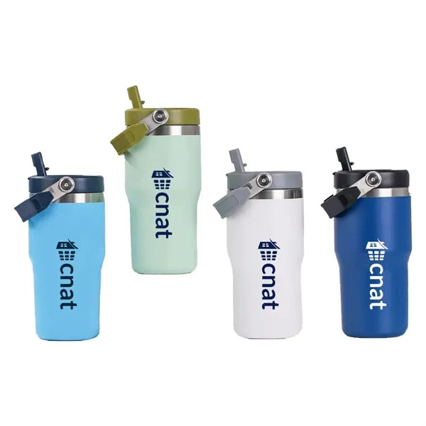 20 Oz Stainless Steel Bottle with Carry Loop and Straw