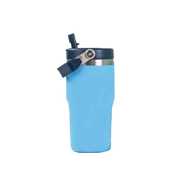 20 Oz Stainless Steel Bottle with Carry Loop and Straw