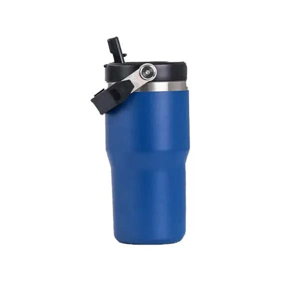 20 Oz Stainless Steel Bottle with Carry Loop and Straw