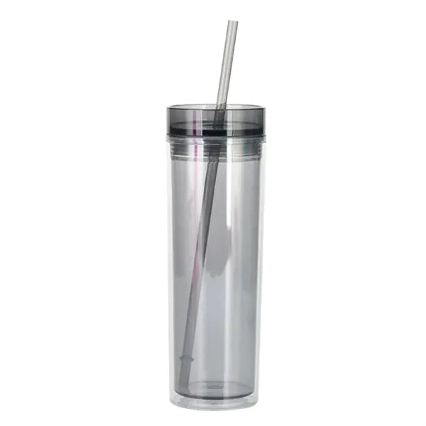 16oz Double Wall Clear Plastic Tumblers With Straw
