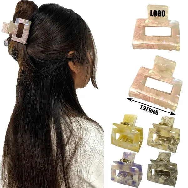 Marbling 1.97Inch Small Square Acetate Hair Clip