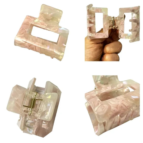 Marbling 1.97Inch Small Square Acetate Hair Clip