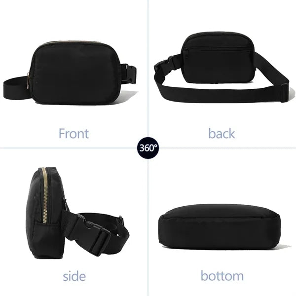 Zipper Fanny Pack Nylon Everywhere Belt Bag for Women
