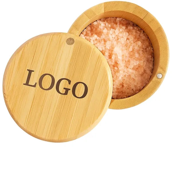 Bamboo Salt Box with Swivel Lid for Spices and Herbs