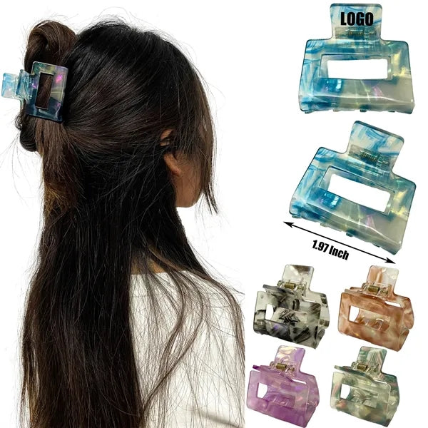 Transparent Color 1.97Inch Small Square Acetate Hair Clip