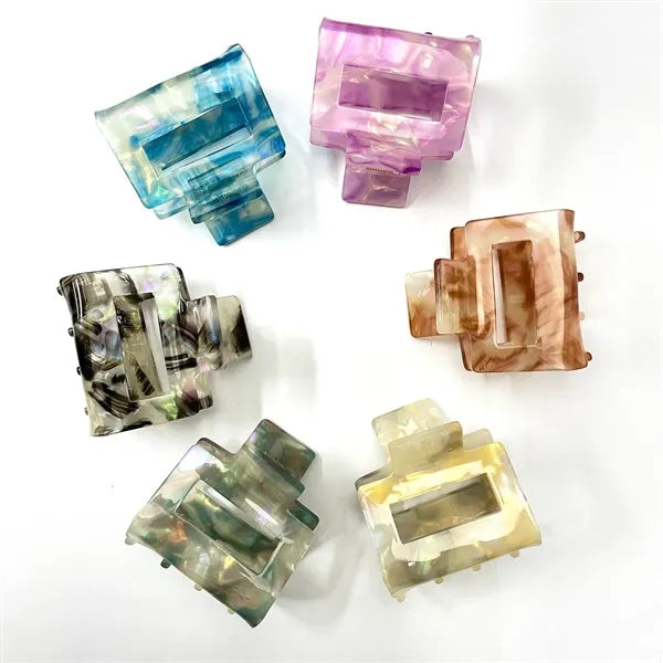 Transparent Color 1.97Inch Small Square Acetate Hair Clip