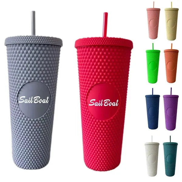24 oz Plastic straw cup
