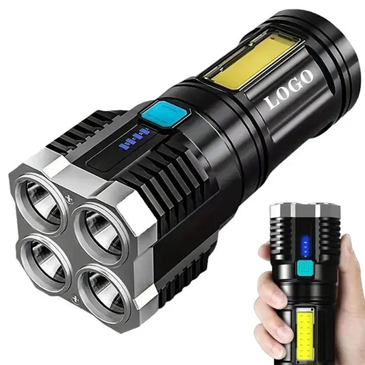 Outdoor 4 Core LED Rechargeable Flashlight with Side Light