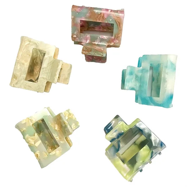 Marbling 1.97Inch Small Square Acetate Hair Clip